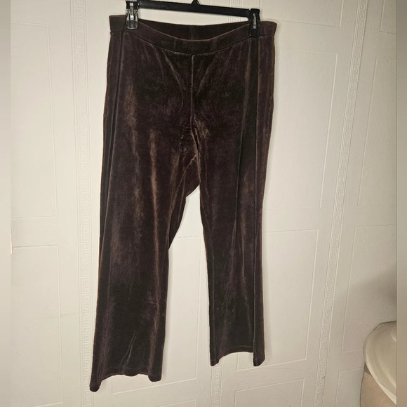 Charter Club Woman Plus Brown Velvet Wide Leg Athleisure Pull On Pants 0X EUC - Picture 1 of 10